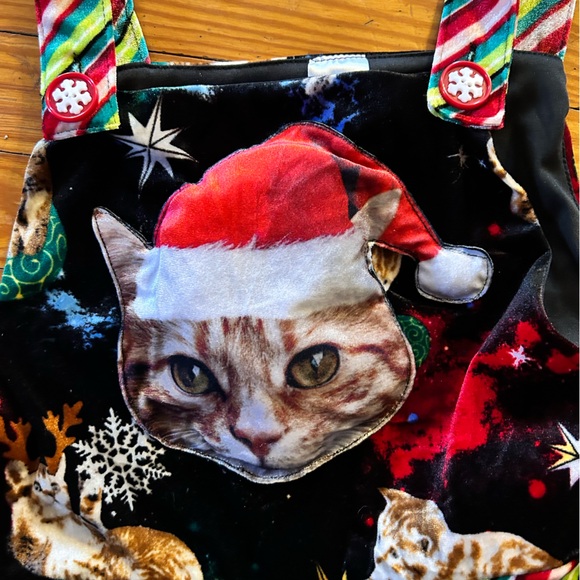 Ugly Christmas Cat with Santa Hat Jumpsuit. Size large (11-13) - Picture 2 of 5